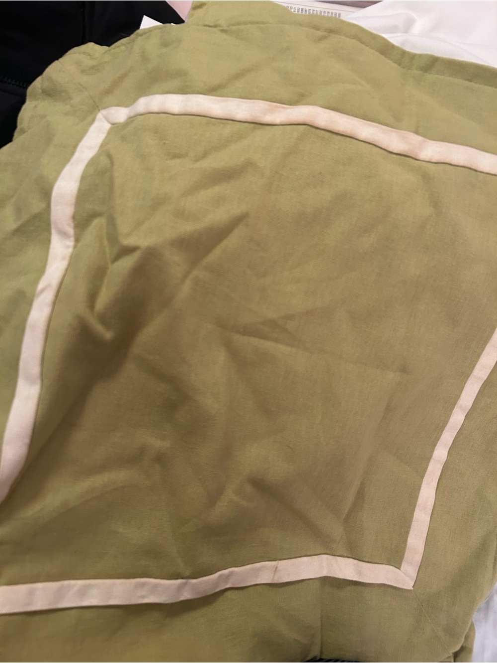Olive Green Pillow Shams with Cream Piping